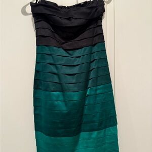 BEBE Black and Green Strapless Dress